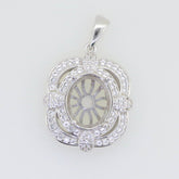Sterling Silver Semi Mount Pendant Setting Oval OV 12x10mm White Topaz - Syzjewelry